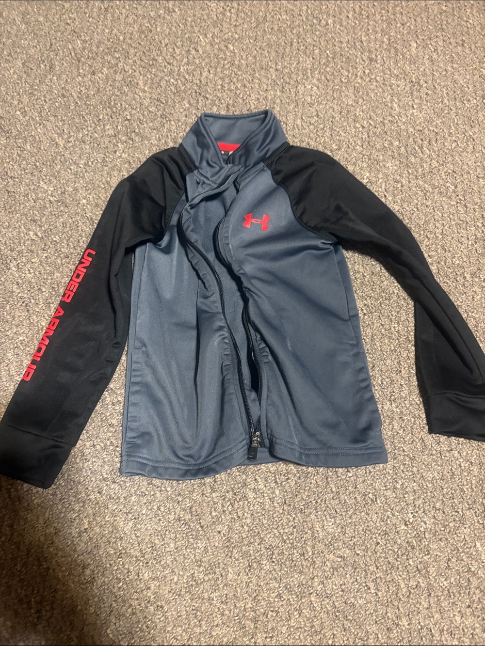 Kids Under Armour Gray & Black Jacket with Red Logo